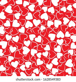 Valentine's Day white hearts pattern vector illustration