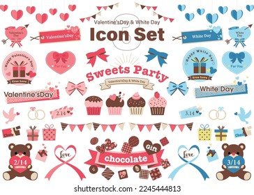 Valentine's Day and White Day Icon Set