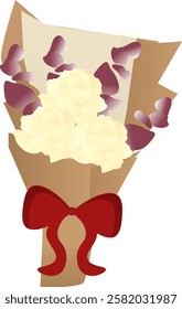 Valentine's day white rose bouquet. floral vector