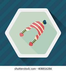 Valentine's Day winter hat flat icon with long shadow,eps10