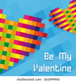 Valentine's day wish card vector illustration made by colorful pixels