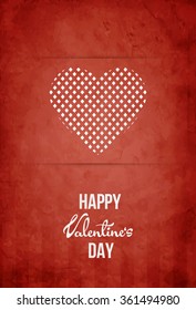 Valentine's day wish card vector illustration in red and white color with grunge texure