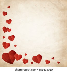 Ilustración vectorial de tarjetas de San Valentín en color rojo con textura gruesa