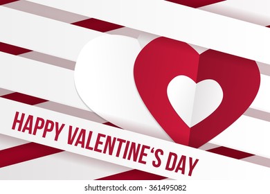 Valentine's day wish card vector illustration in red an white color
