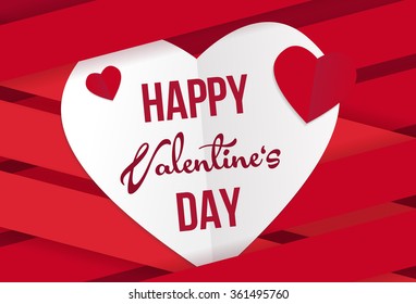Valentine's day wish card vector illustration in red an white color