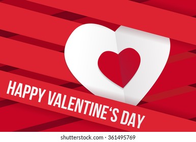 Valentine's day wish card vector illustration in red an white color