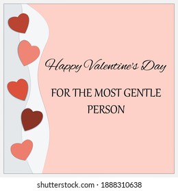 Valentine's Day wish. For the most gentle people. Postcard with hearts. Vector illustration