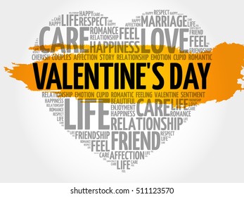 Valentine's Day word cloud collage, heart concept background