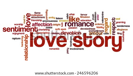 Valentine's Day word cloud concept including terms such as love, love story, romance, kiss, boyfriend, girlfriend, Cupid and others