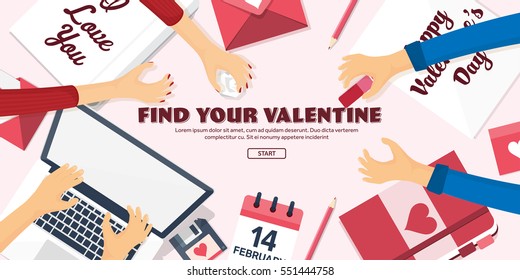 Valentines Day. Workplace with table. Design Equipment. Drawing on paper. Handmade love card. Typewriting. Greeting. February 14.Typewriter.