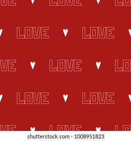 Valentine's Day wrapping paper seamless pattern. Love word on the red background