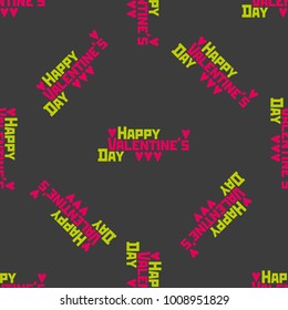 Valentine's Day wrapping paper seamless pattern. Valentine's Day lettering on the gray background