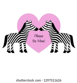 valentines day zebras with pink heart
