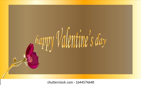 Valentine's day.Beautiful red flower, greeting inscription, bright trend background.
