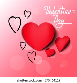 Valentine's Day.Illustration of paper hearts