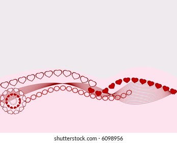 Valentines days background made up of hearts in pink and red