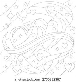Valentinstag-themed Vektor-Färbung Seite, Umriss zum Färben, Entspannung Herz Färbung, Valentinstag Färbung Seite