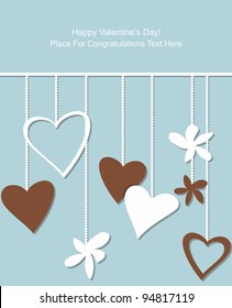 Valentine's day.Vector illustration of hearts on strings .