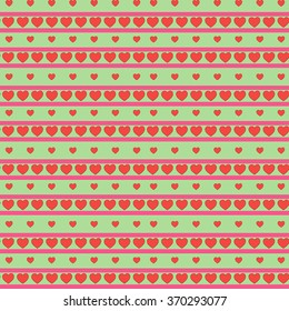 Valentine's day.Vector seamless background with hearts. Green background