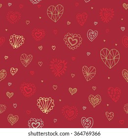 Valentine's Day/wedding seamless background. Doodle hearts seamless background for postcard, card, invitation.  Banner, flyer background. Vector EPS 10