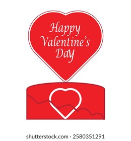 Valentine's design with cake, Red heart. Vector design