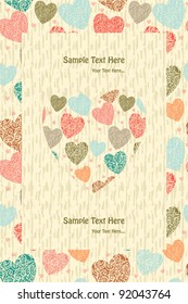 Valentines Design Card On Seamless Background Stylized Like Textile