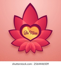 Valentine's design with lotus element and Text in Heart with Pretty pink Background.