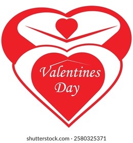 Valentines design, red color heart design on white color background, vector design