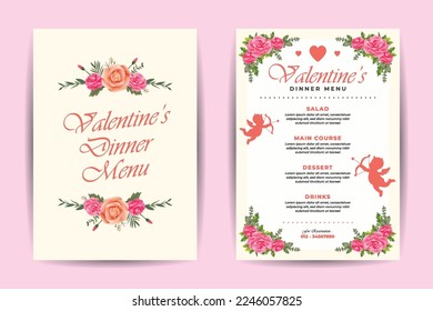 Valentines Dinner Menu Template Design