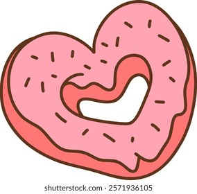 Valentine's doughnut with heart doodle, pink design
