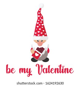 valentines dwarf with lovely chocolate and text
