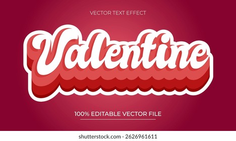 Valentines Editable red text effect 3d text effect template