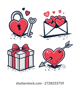 Valentine's elemen design in hand draw style