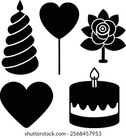valentines element red rose with candle cake