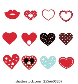 Valentine's element vectors typically include a variety of love-themed illustrations, designed in a scalable format for versatile use. Stylized or realistic hearts in various designs.