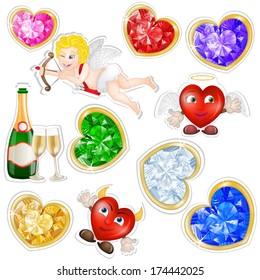 Valentines elements stickers 