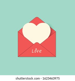 Valentines Envelope with Paper Hearts.  Vector Illustration. Happy Valentine Day. valentine's day greeting letter.