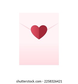 Valentines Envelope with Paper Hearts. Vector Illustration. Realistic Mail or Letter.