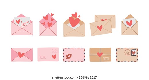 Valentines Envelope Set Stock Vector