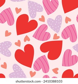 valentines fancy heart hand drawn seamless patterns background 