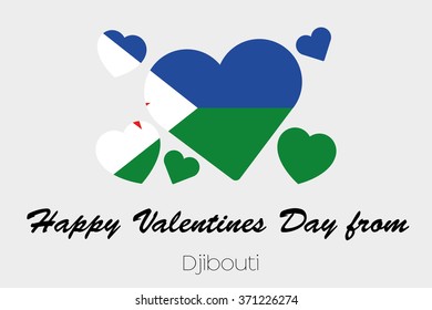 A Valentines Flag Illustration of the country of Djibouti