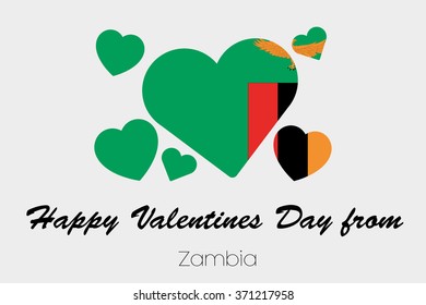 A Valentines Flag Illustration of the country of Zambia