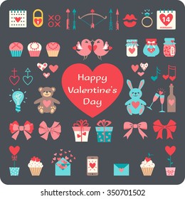 Valentine's flat elements for your design. Vector illustration