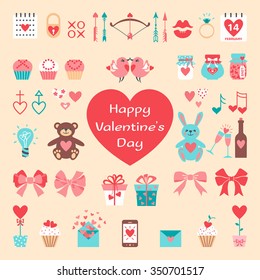 Valentine's flat elements for your design. Vector illustration
