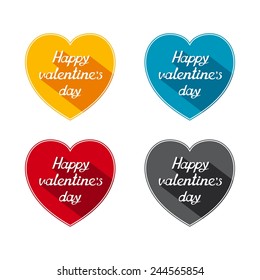 Valentines flat heart with handwritten title and long shadow