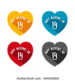 Valentines flat heart with handwritten title and long shadow