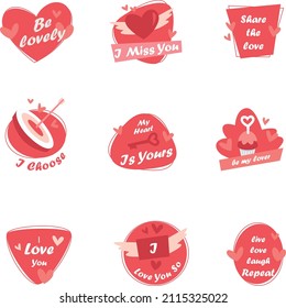 Valentines flat vector color icon collection set