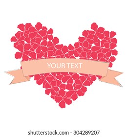Valentines floral heart shape with ribbon