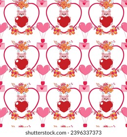 Valentines floral seamless pattern design