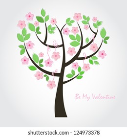 Valentines flower tree. Vector illustration for valentines day.